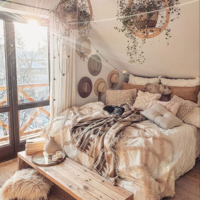 Gemütliches Schlafzimmer im Boho Stil
