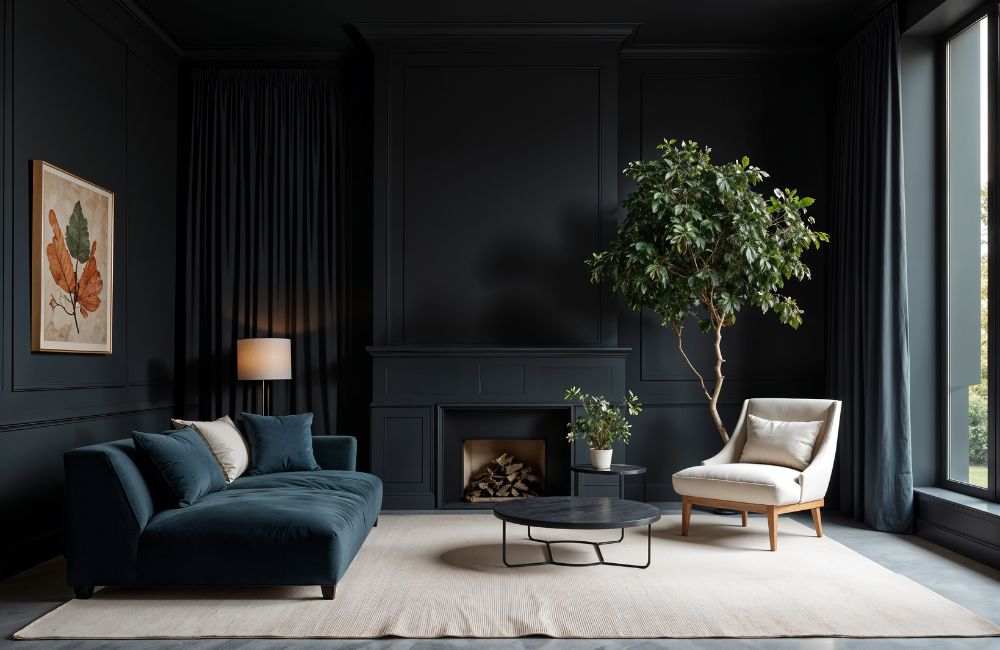 Dunkle Wände für das Wohnzimmer