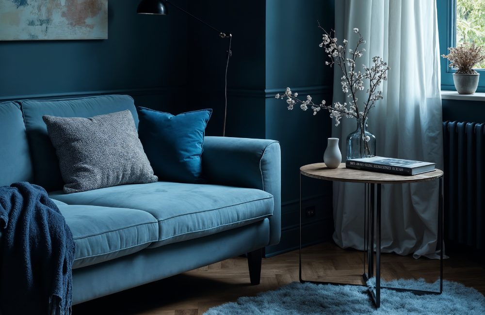 Wandfarbe, Möbel und Wohnaccessoires Ton in Ton