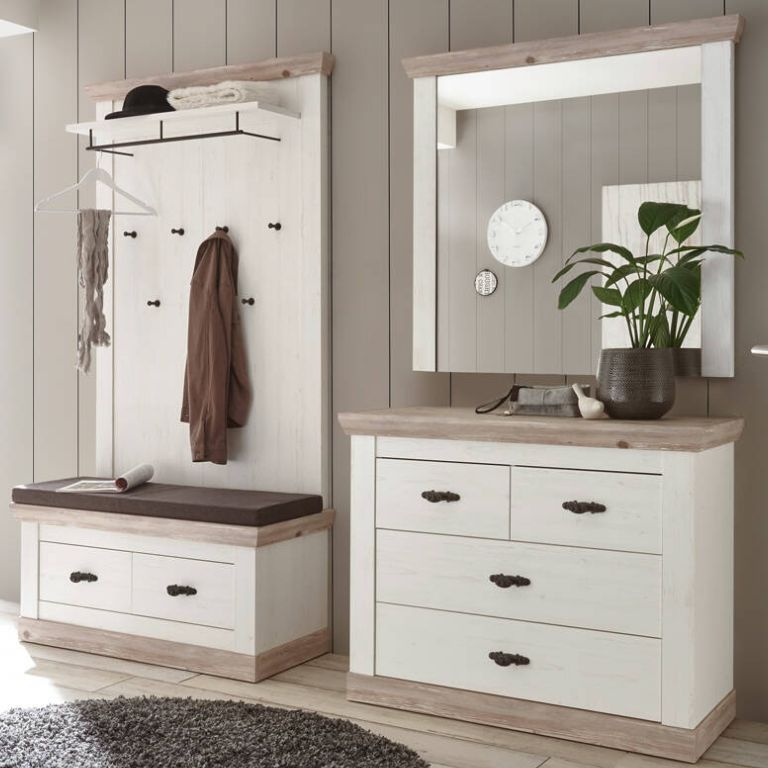 Garderobenset im Landhausstil inkl. Sitzkissen FERNA-61