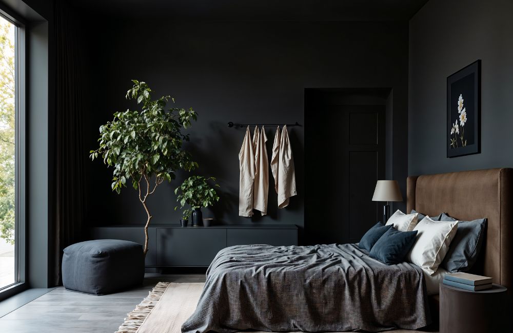 Ein dramatischer Look im Schlafzimmer
