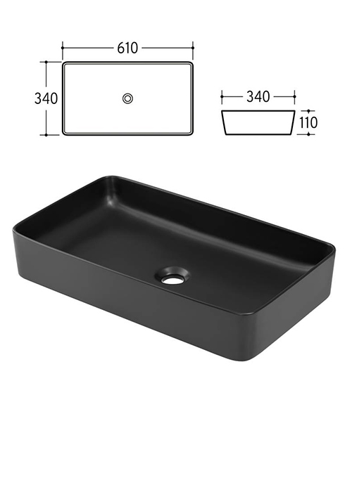 Schwarzes Aufsatz-Waschbecken aus der Serie DANZIG-56
