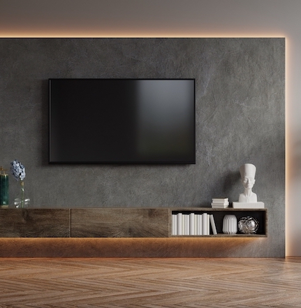 Elegante Hintergrundbeleuchtung der TV-Wand