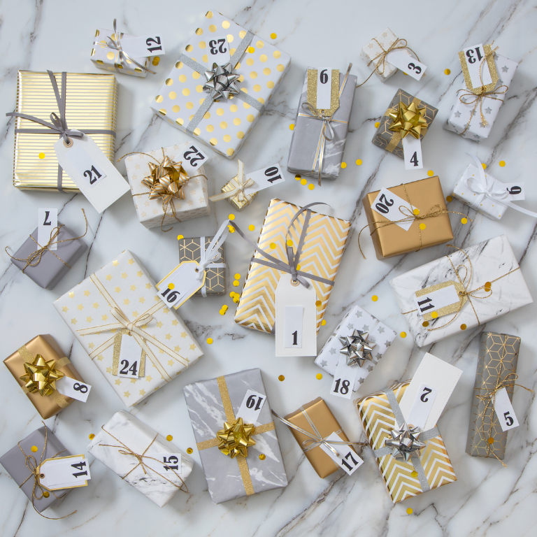 Silber und Gold verpackte Geschenkboxen
