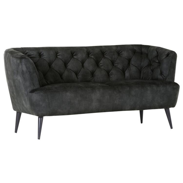 Dunkles Sofa mit Chesterfield-Steppung