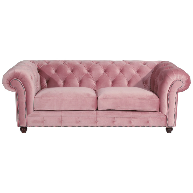 2-Sitzer aus rosafarbenem Samtvelours
