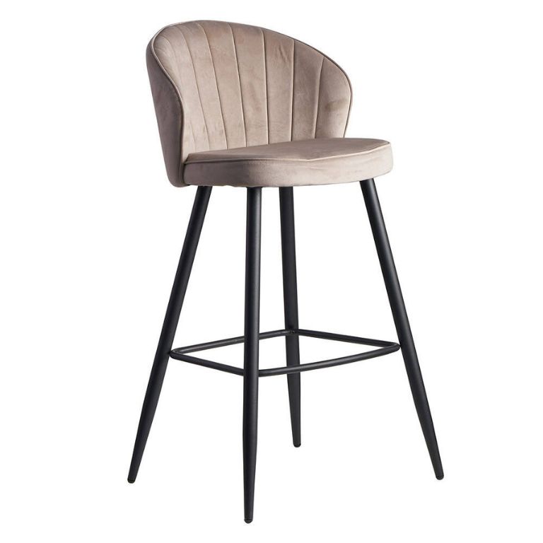 Barhocker in Beige mit schwarzen Beinen