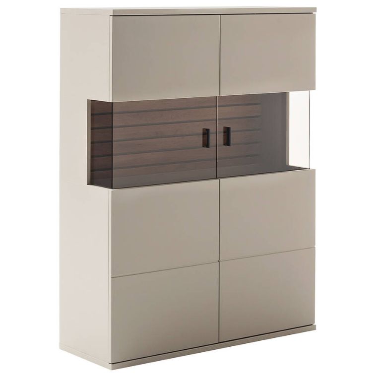 Highboard in Grau mit Holzpaneelen