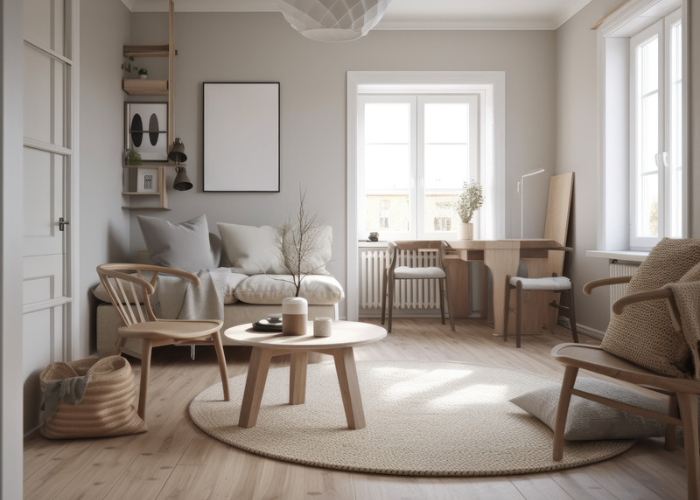 Modernes Wohnzimmer mit skandinavischem Flair