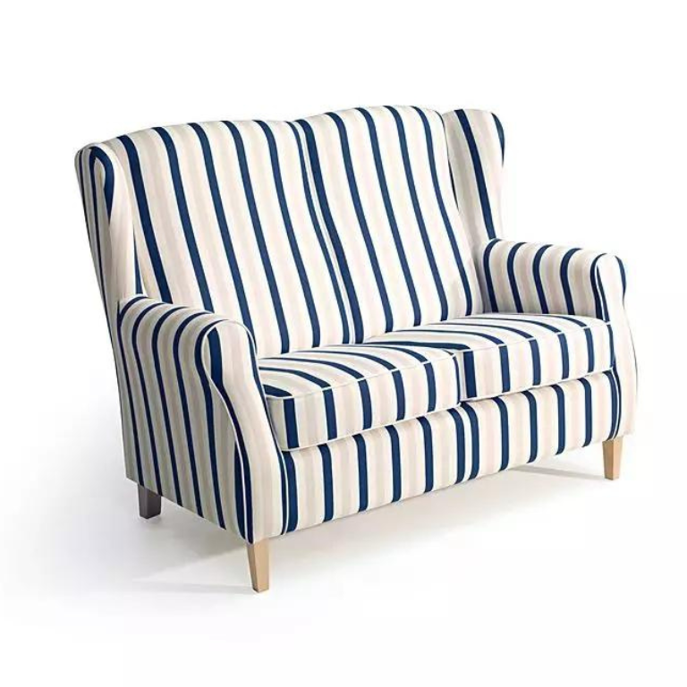 Sofa weiß mit blauen Streifen