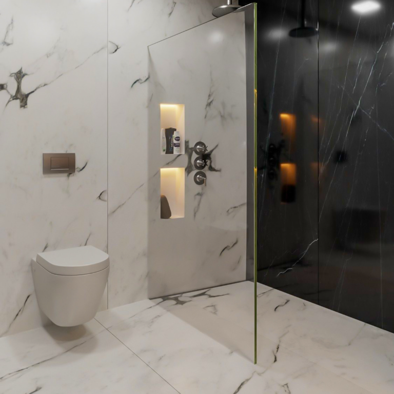 Bodenebene Dusche in einem modernen Badezimmer