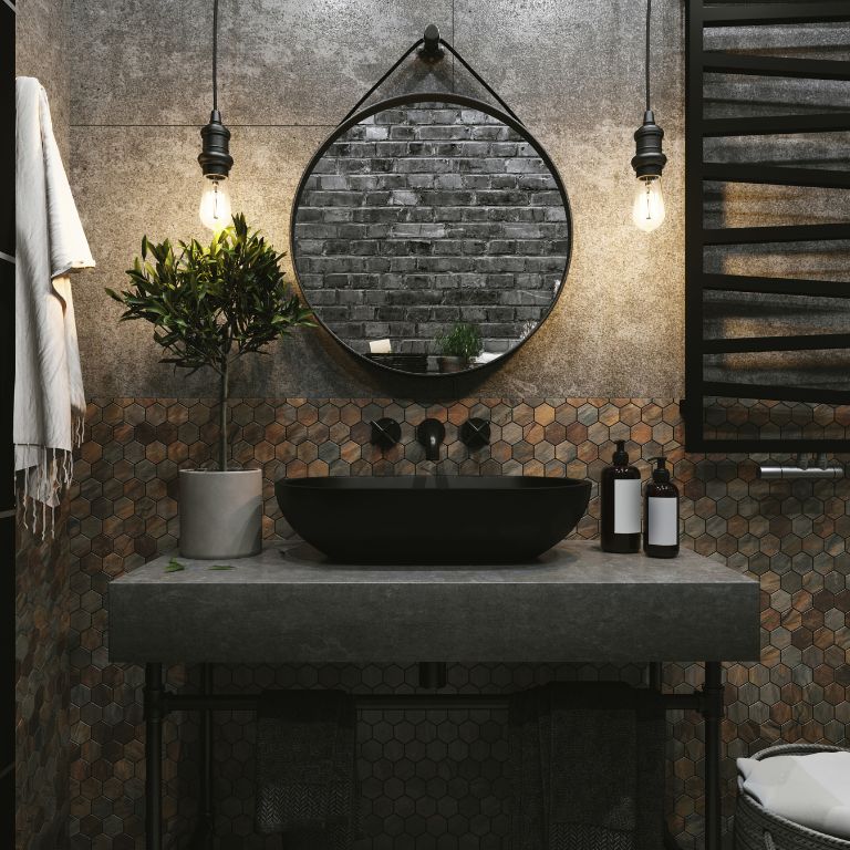 Industrial Design Waschtischplatte in Beton-Optik